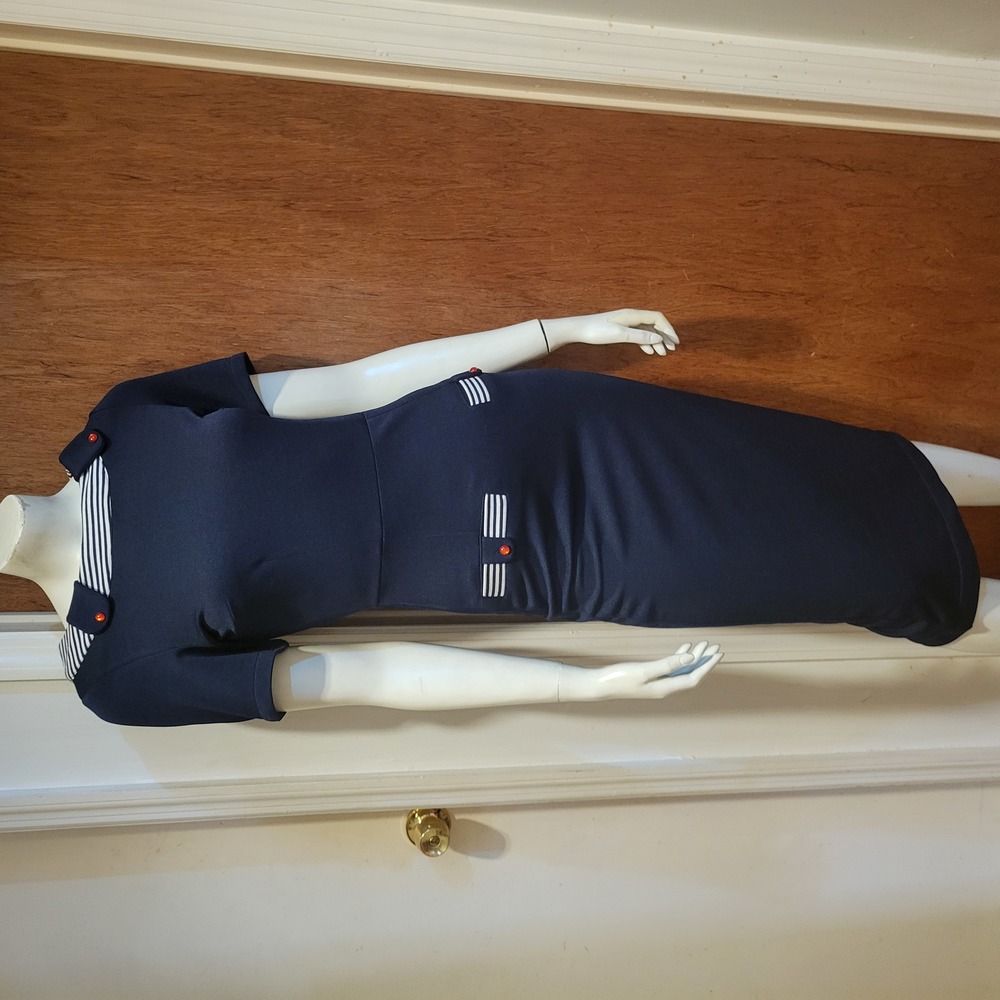 Tatyana Navy Blue Sailor Wiggle Dress XS